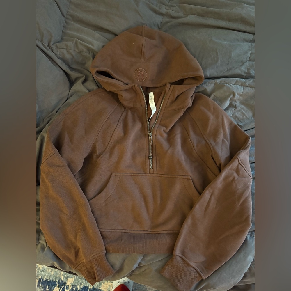 Brown Lululemon cropped Zip-Up Hoodie